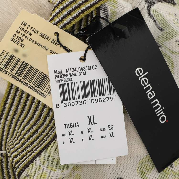 Pre Owned Elena Miro Multicolor Floral Rib Knit Top XL