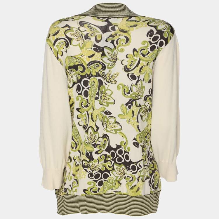 Pre Owned Elena Miro Multicolor Floral Rib Knit Top XL