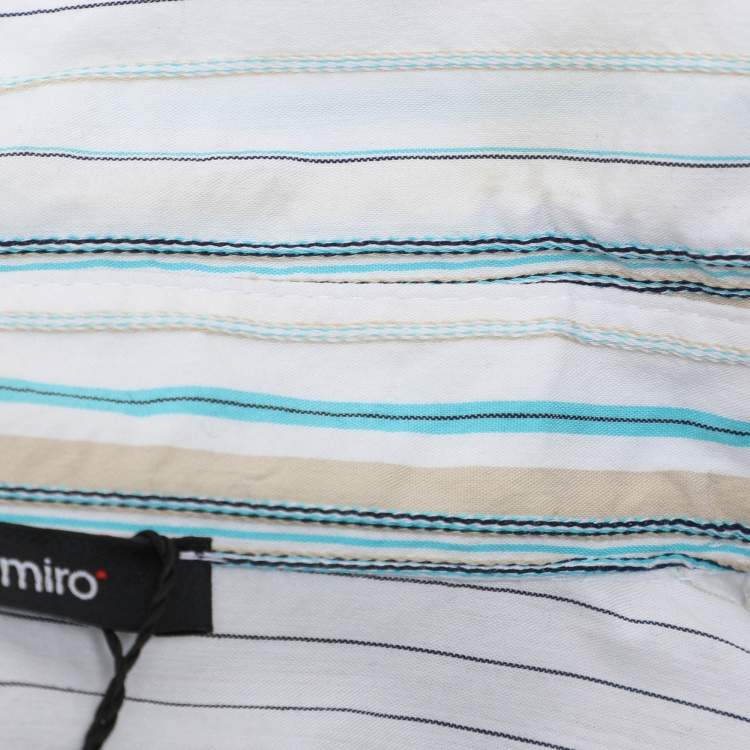 Pre Owned Elena Miro White Striped Cotton Button Front Shirt XL