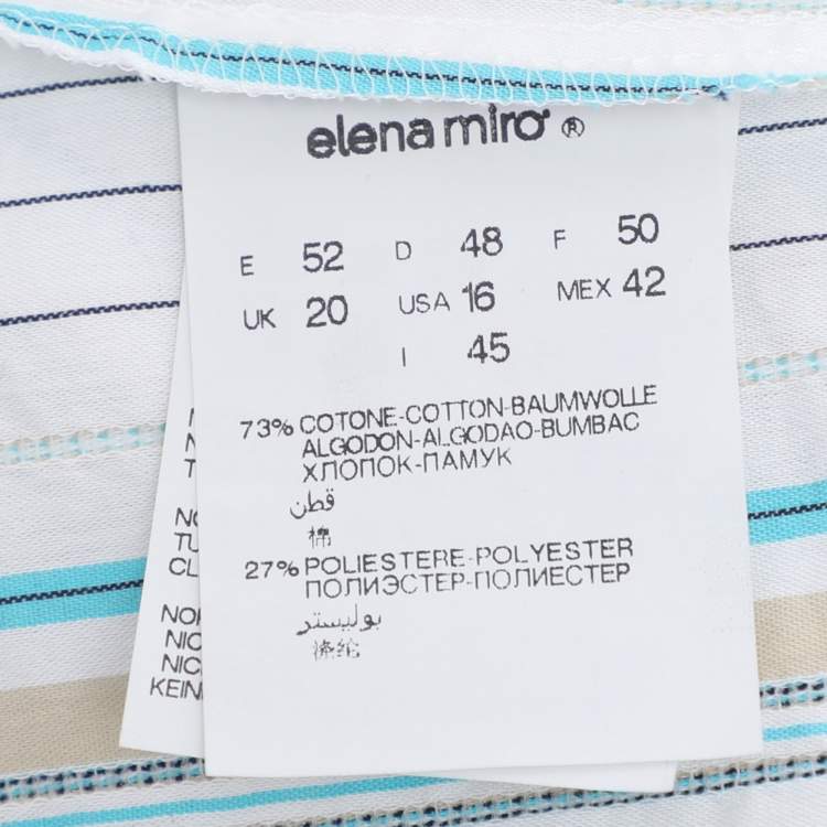 Pre Owned Elena Miro White Striped Cotton Button Front Shirt XL