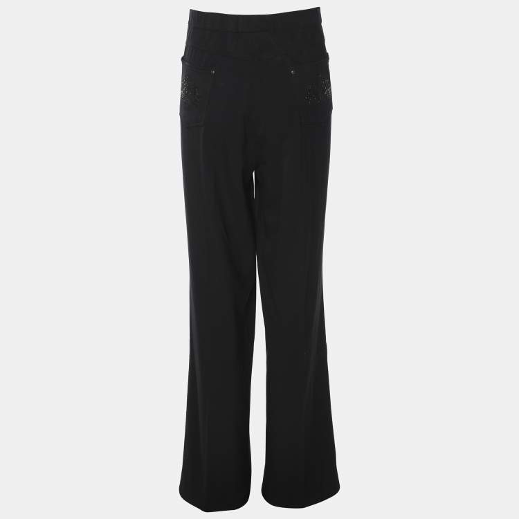 Pre Owned Elena Miro Black Jersey Straight Pants XXL