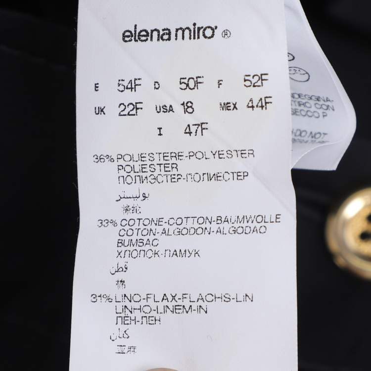 Pre Owned Elena Miro Navy Blue Cotton Straight Pants XXL