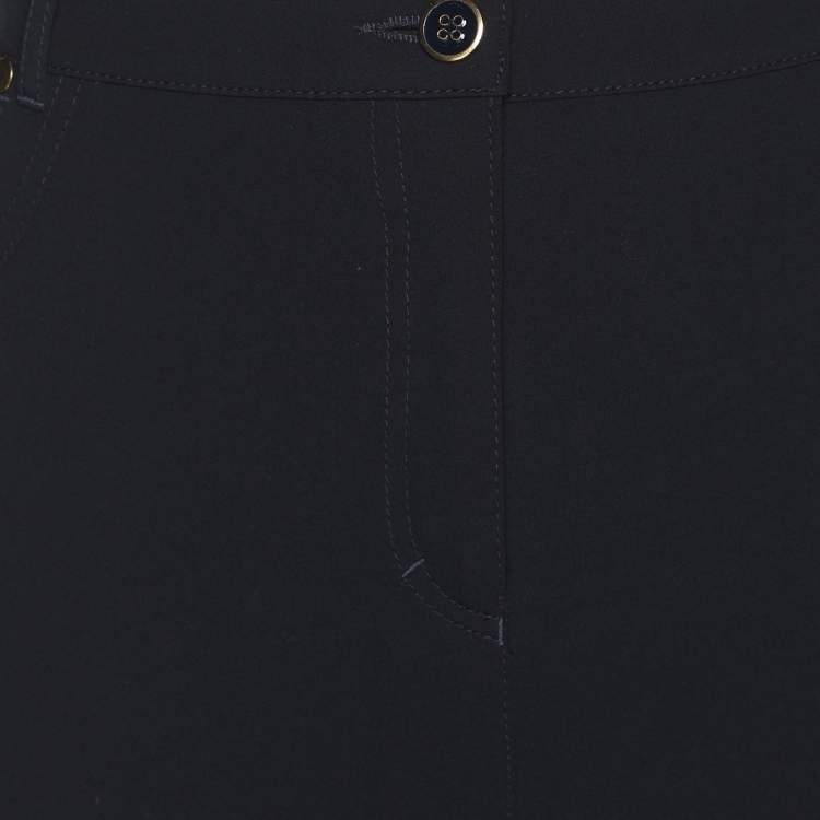 Pre Owned Elena Miro Navy Blue Satin Pocket Embellished Trousers XL