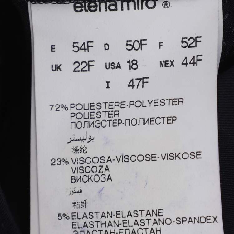 Pre Owned Elena Miro Navy Blue Satin Pocket Embellished Trousers XL