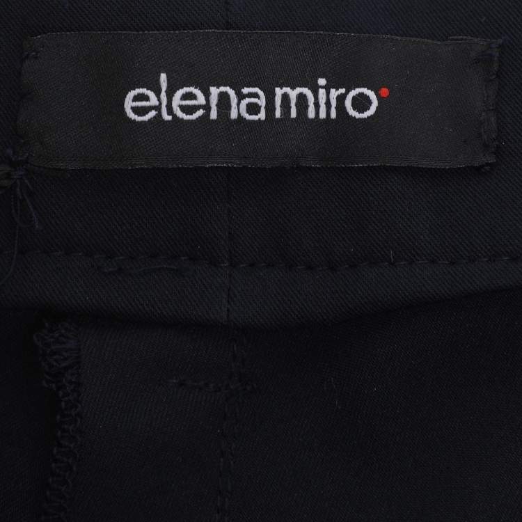 Pre Owned Elena Miro Navy Blue Satin Pocket Embellished Trousers XL