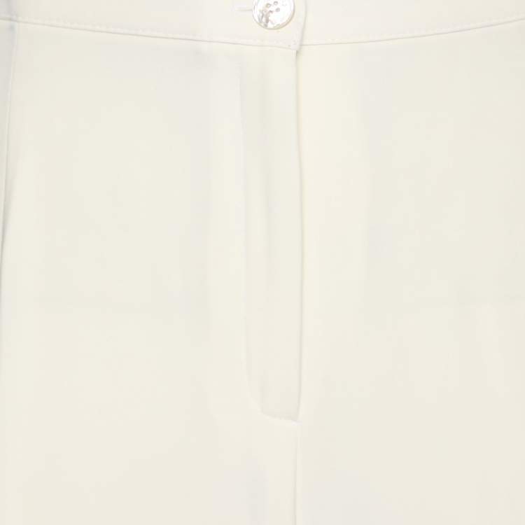Pre Owned Elena Miro Cream Satin Straight Leg Trousers XL