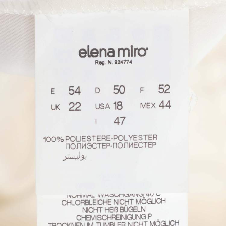 Pre Owned Elena Miro Cream Satin Straight Leg Trousers XL