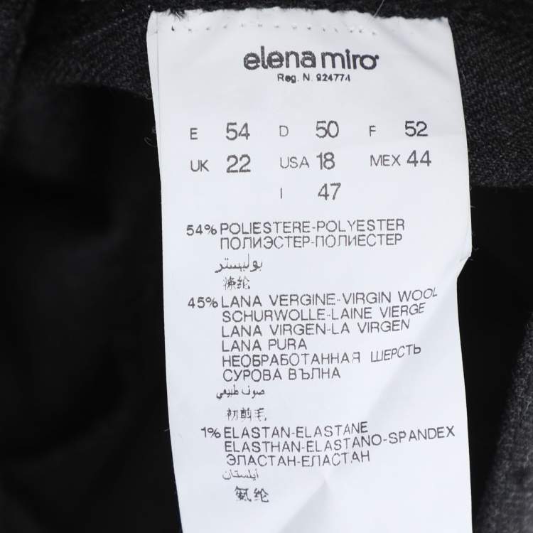 Pre Owned Elena Miro Dark Grey Wool Trouser XXL