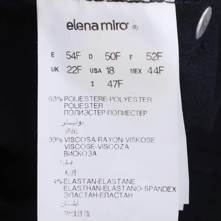 Pre Owned Elena Miro Navy Blue Jersey Crystal Embellished Pants XXL