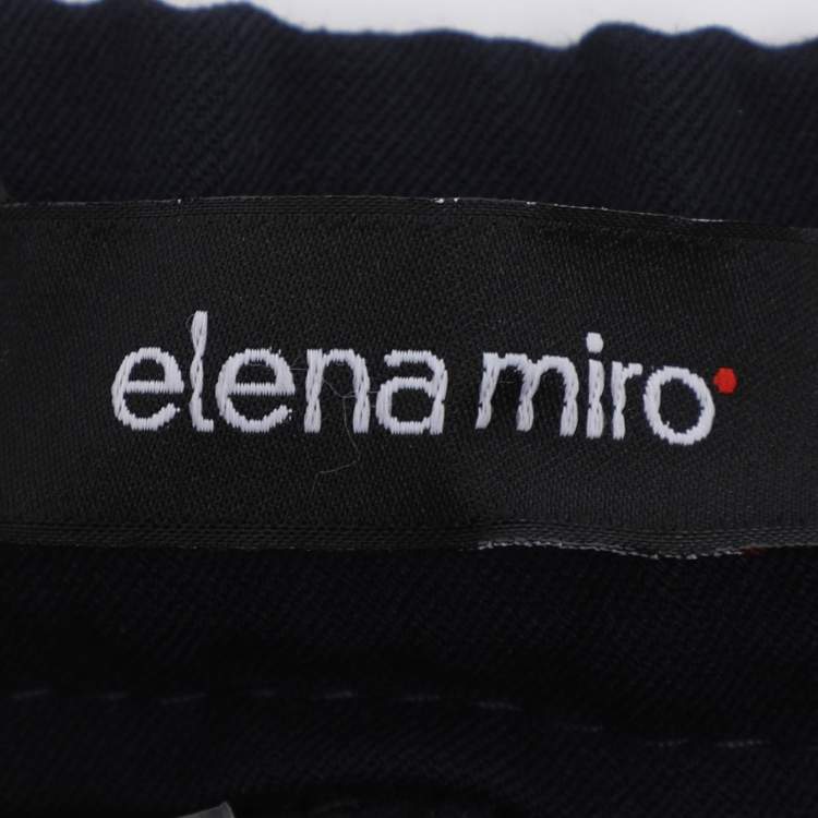 Pre Owned Elena Miro Navy Blue Jersey Crystal Embellished Pants XXL