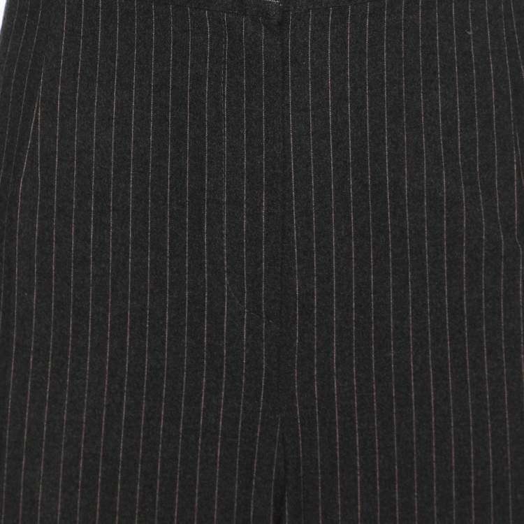 Pre Owned Elena Miro Dark Grey Striped Fabric Trousers XXL