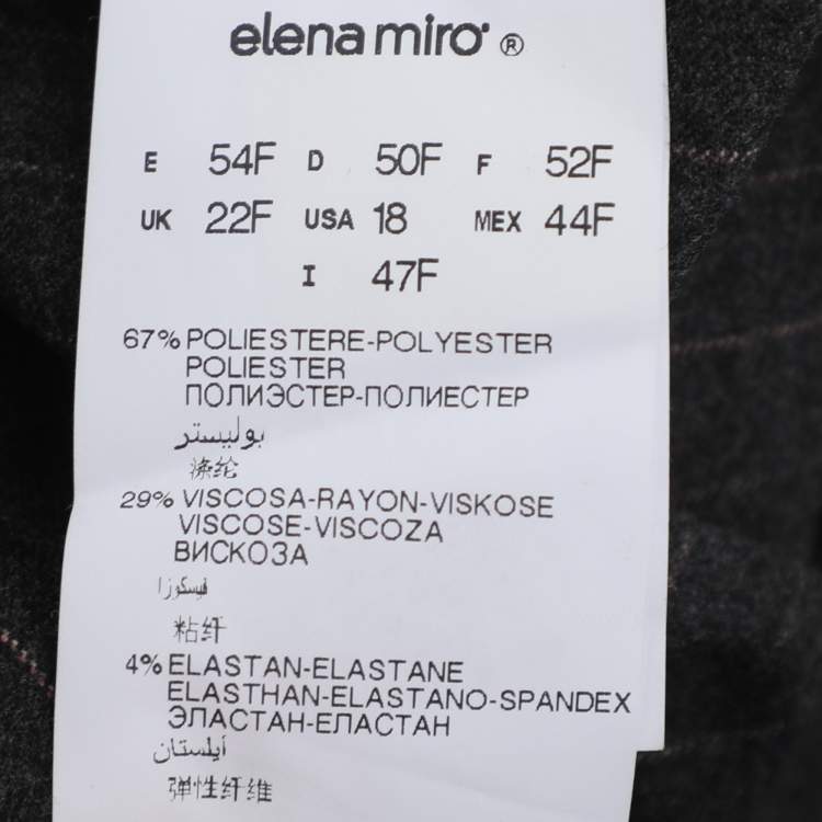 Pre Owned Elena Miro Dark Grey Striped Fabric Trousers XXL