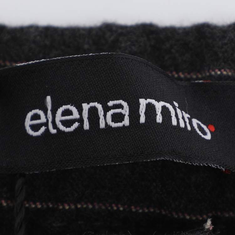 Pre Owned Elena Miro Dark Grey Striped Fabric Trousers XXL
