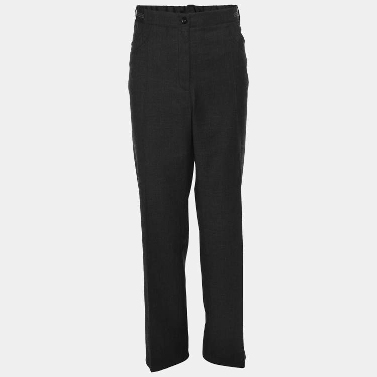 مملوكة مسبقًا Elena Mire Dark Grey Wool Blend Trousers XXL