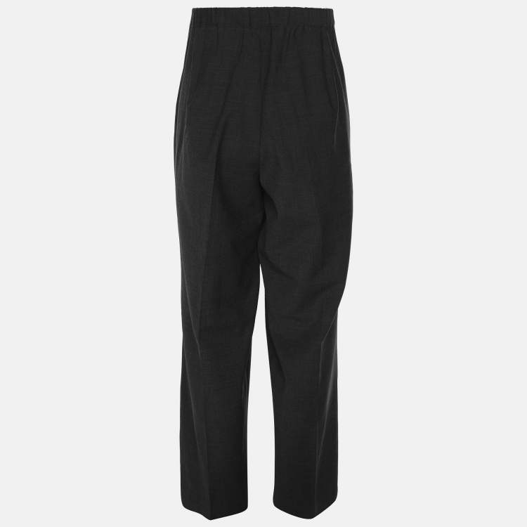 Pre Owned Elena Miro Dark Grey Wool Blend Wide Leg Trouser XL