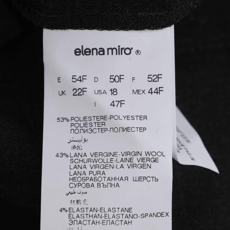 Pre Owned Elena Miro Dark Grey Wool Blend Wide Leg Trouser XL