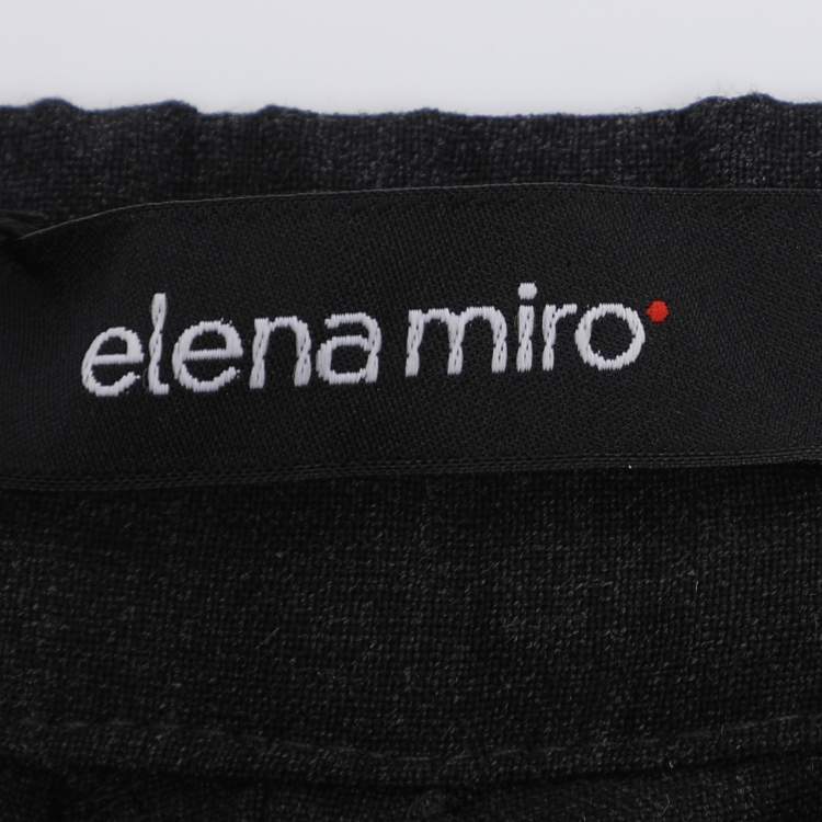 Pre Owned Elena Miro Dark Grey Wool Blend Wide Leg Trouser XL