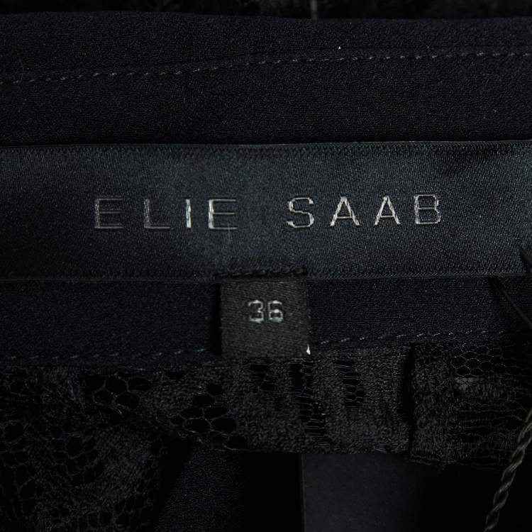 Pre Owned Elie Saab Black Lace Sheer Shirt XS