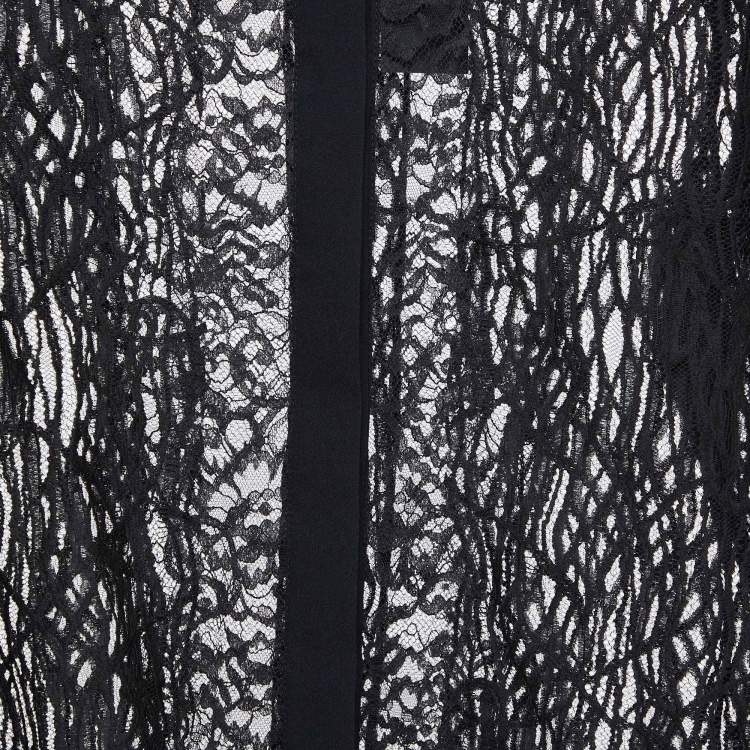 Pre Owned Elie Saab Black Lace Sheer Shirt XS