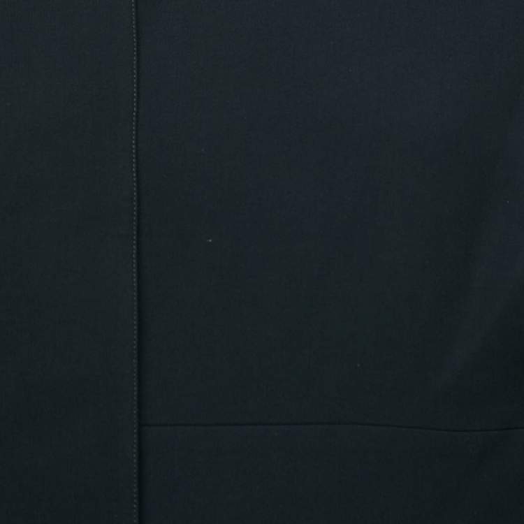 Pre Owned Elie Saab Black Chain Detail Jersey Asymmetric Midi Dress With Scarf M