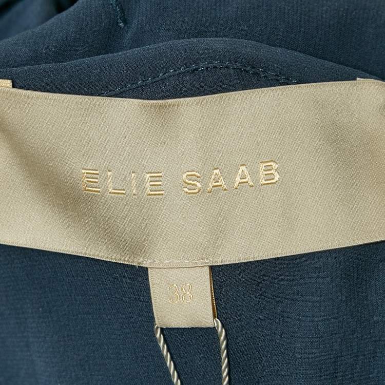Pre Owned Elie Saab Orion Blue Sequin Embroidered Tulle Sleeveless Gown S