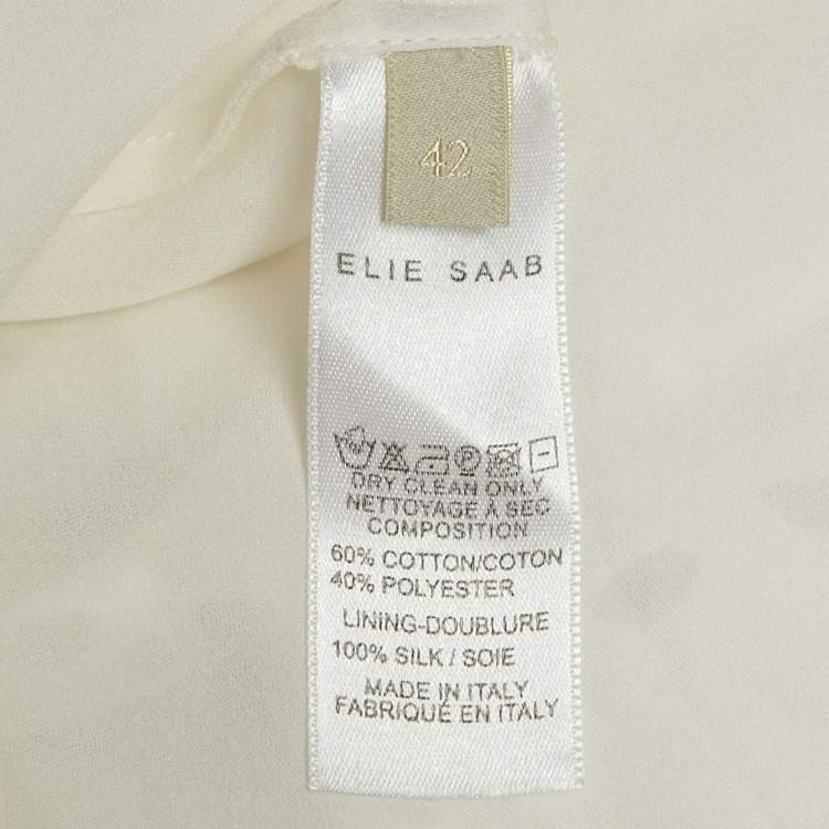 Pre Owned Elie Saab White Broderie Anglaise Cotton Tiered Maxi Dress M