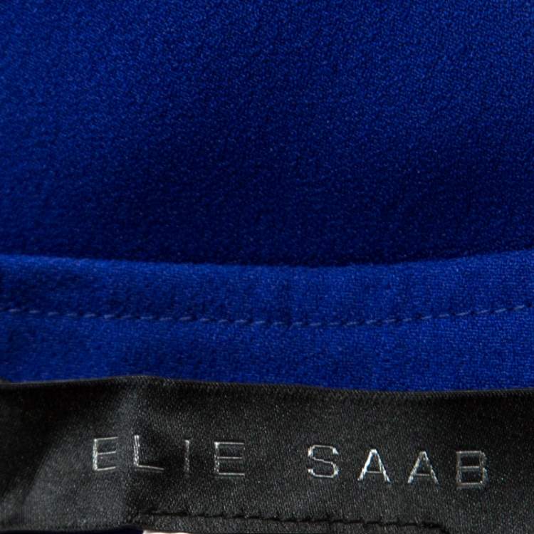 Pre Owned Elie Saab Blue Crepe Flared Skirt S