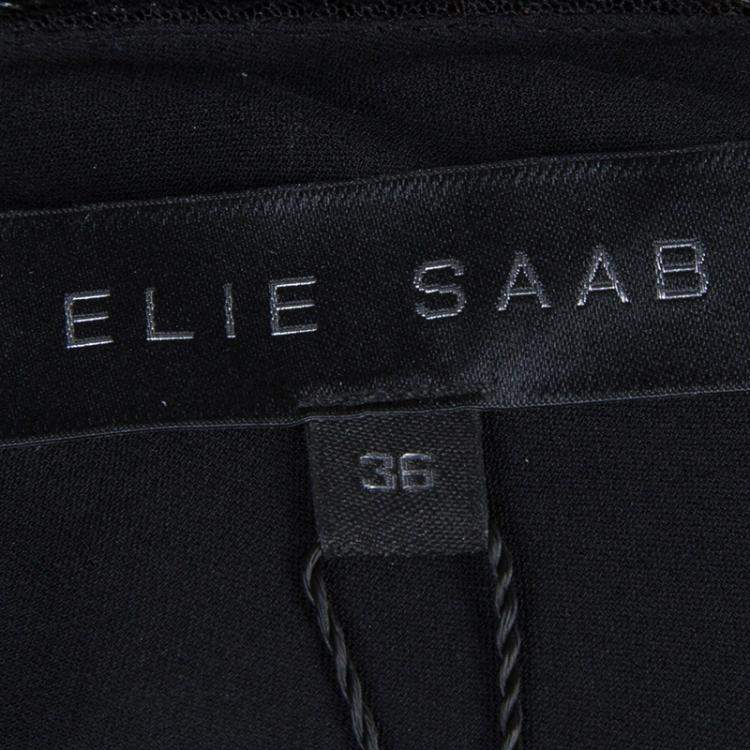 Pre Owned Elie Saab Black Sequin Embellished One Shoulder Top S