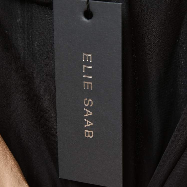 Pre Owned Elie Saab Black Silk Embellished Sleeveless Maxi Dress XL