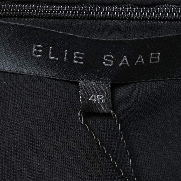 Pre Owned Elie Saab Black Silk Embellished Sleeveless Maxi Dress XL