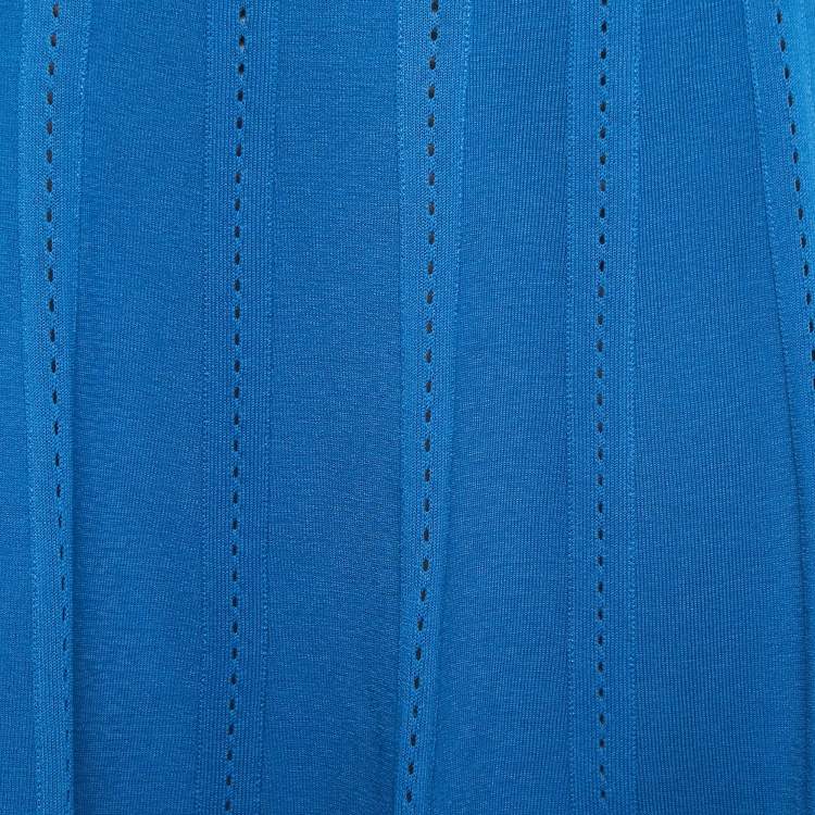 Pre Owned Elie Saab Blue Knit A-Line Skirt L