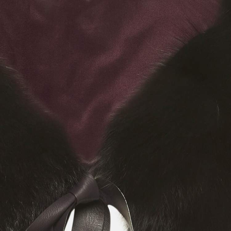 Pre Owned Elie Saab Dark Purple Fox Fur Capelet Scarf 
