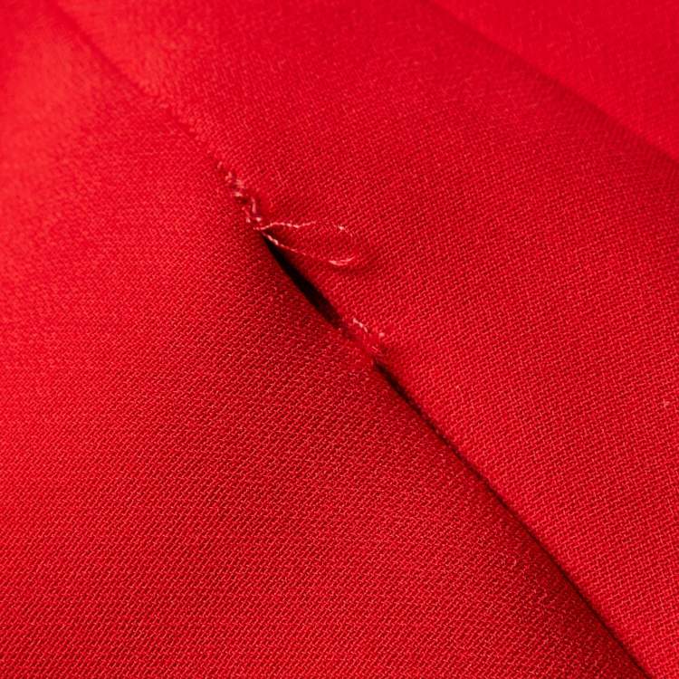 Pre Owned Elie Saab Red Crepe One-shoulder Ruffled Midi Dress S