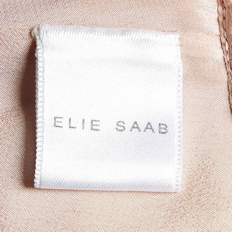 Pre Owned Elie Saab Pink Silk Embellished Cape Sleeve Gown XS 