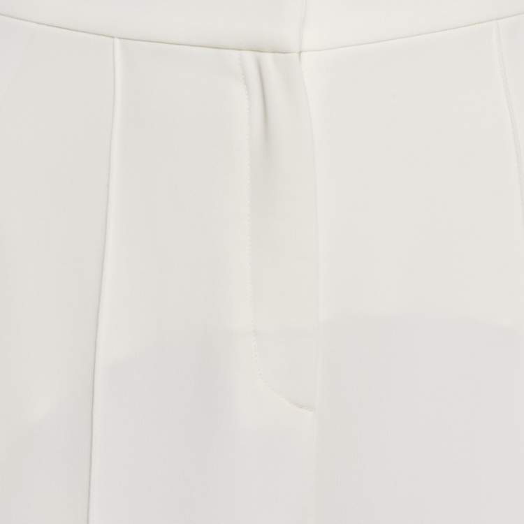 Pre Owned Elie Saab White Crepe Wide Leg Trousers S