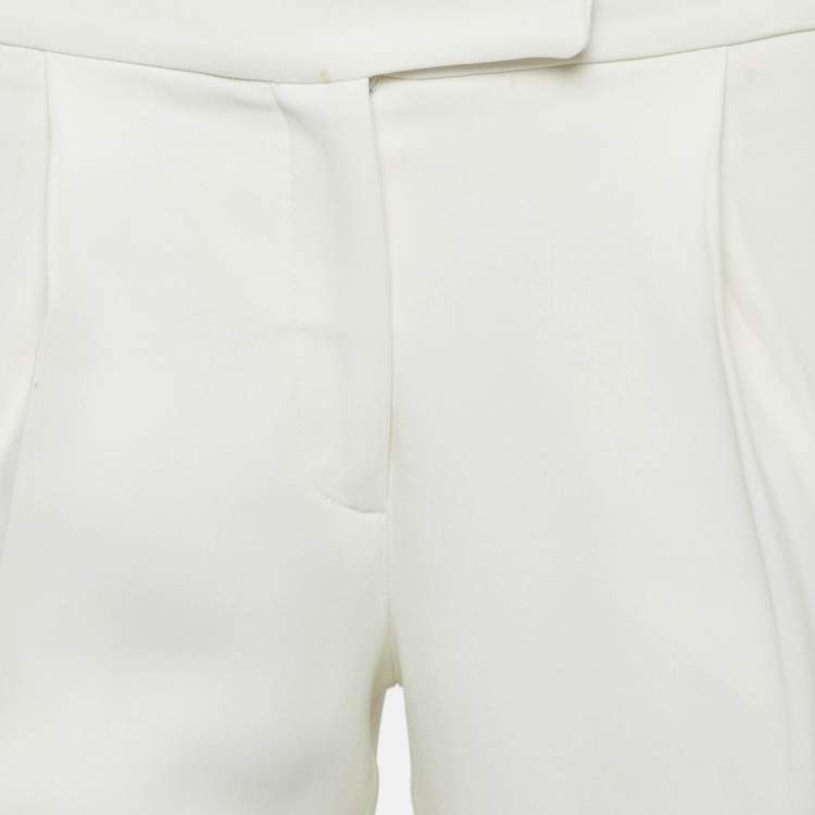 Pre Owned Elie Saab White Side Stripe Crepe Trousers XS