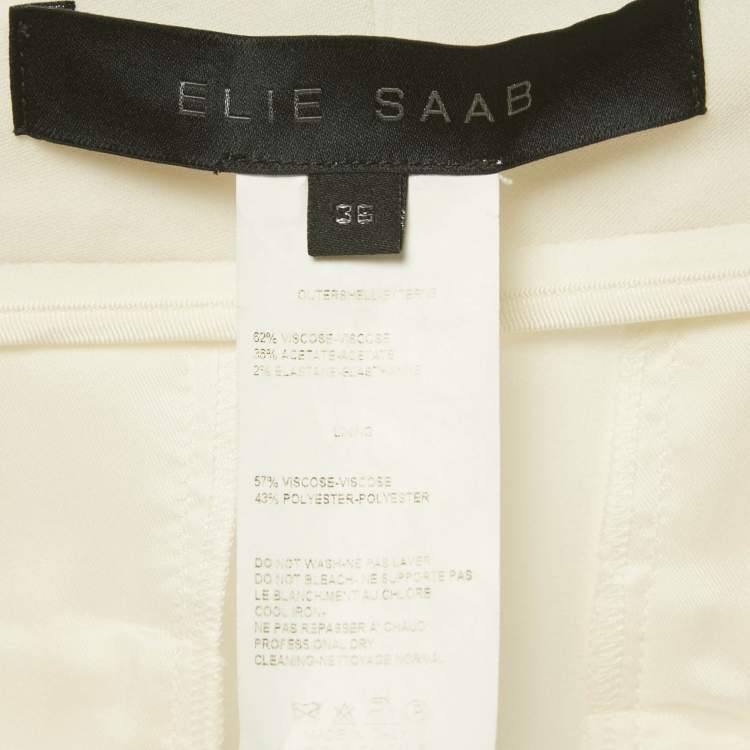 Pre Owned Elie Saab White Side Stripe Crepe Trousers XS