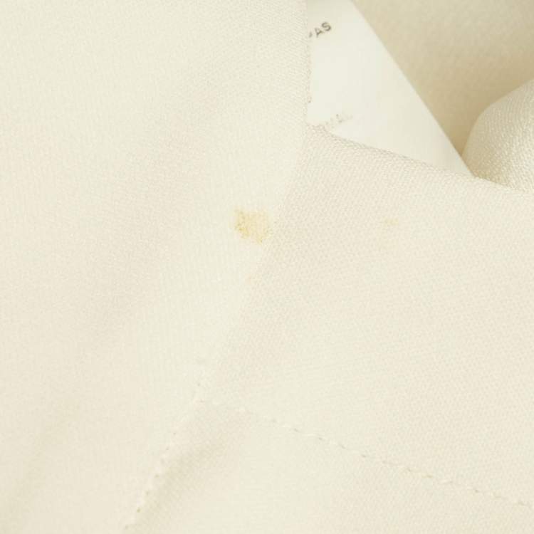 Pre Owned Elie Saab White Side Stripe Crepe Trousers XS