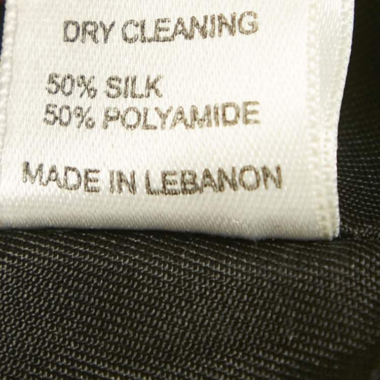 Pre Owned Elie Saab Black Sequin Embroidered Silk Blend Tiered Midi Dress M