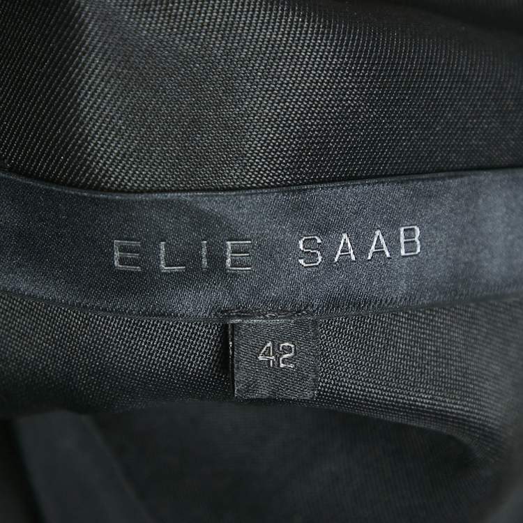 Pre Owned Elie Saab Black Sequin Embroidered Silk Blend Tiered Midi Dress M