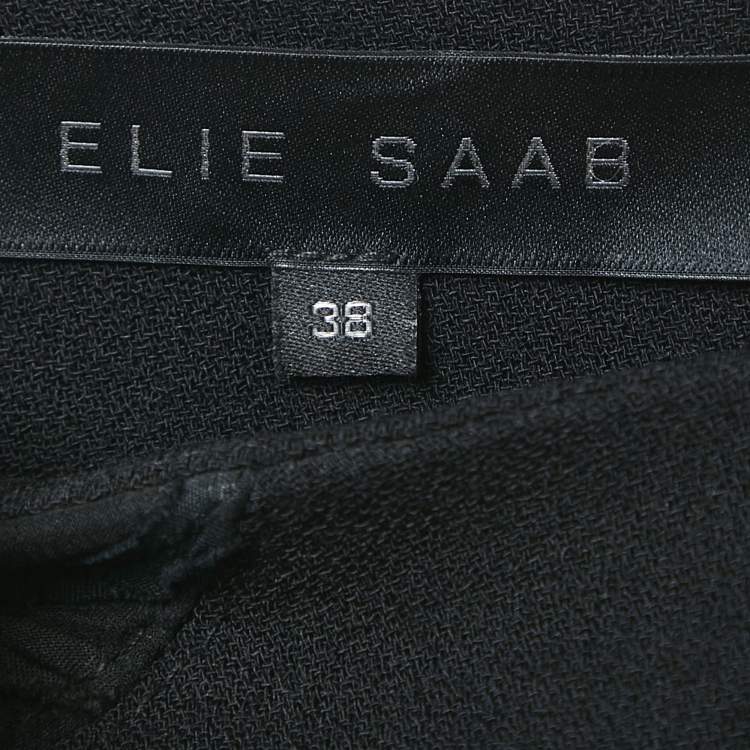 Pre Owned Elie Saab Black Embroidered Silk Blend Sheath Dress S