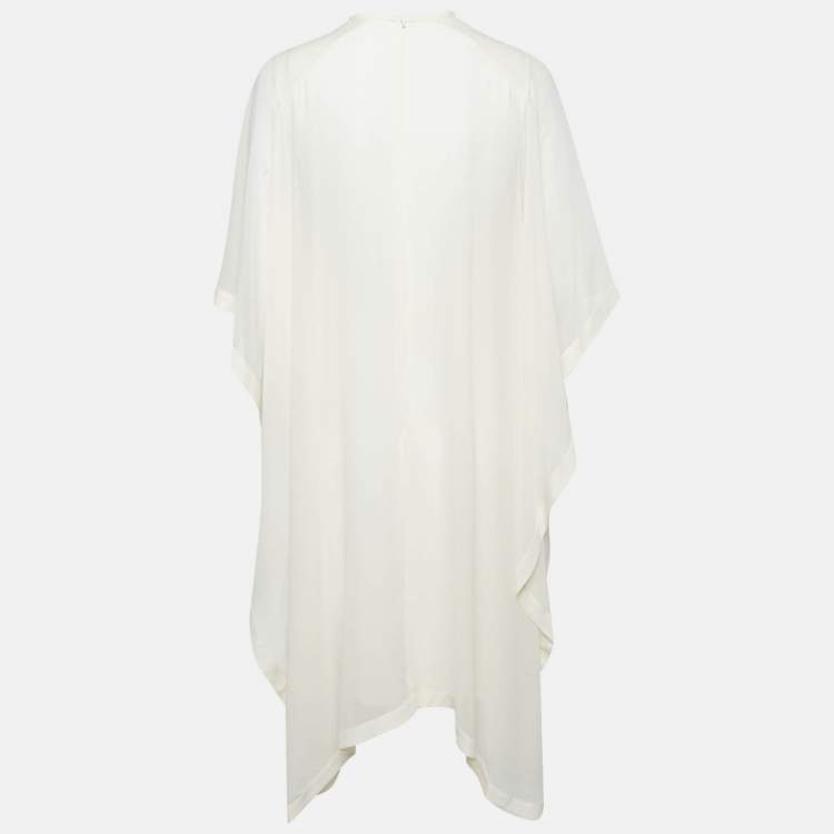 Pre Owned Elie Saab Ivory Silk and Jersey Ruffled Short Dress M