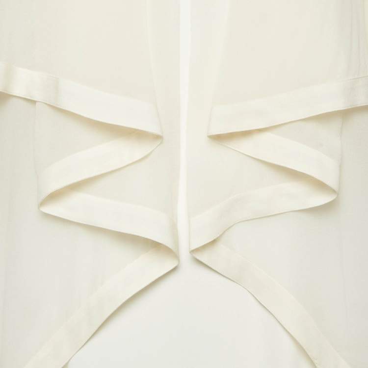 Pre Owned Elie Saab Ivory Silk and Jersey Ruffled Short Dress M