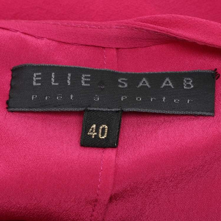 Pre Owned Elie Saab Pink Crepe Pleated Halter Neck Maxi Dress S