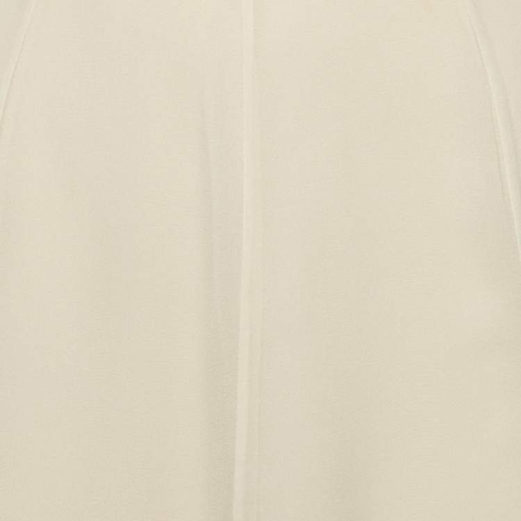 Pre Owned Elie Saab Beige Silk Flared Knee Length Skirt S