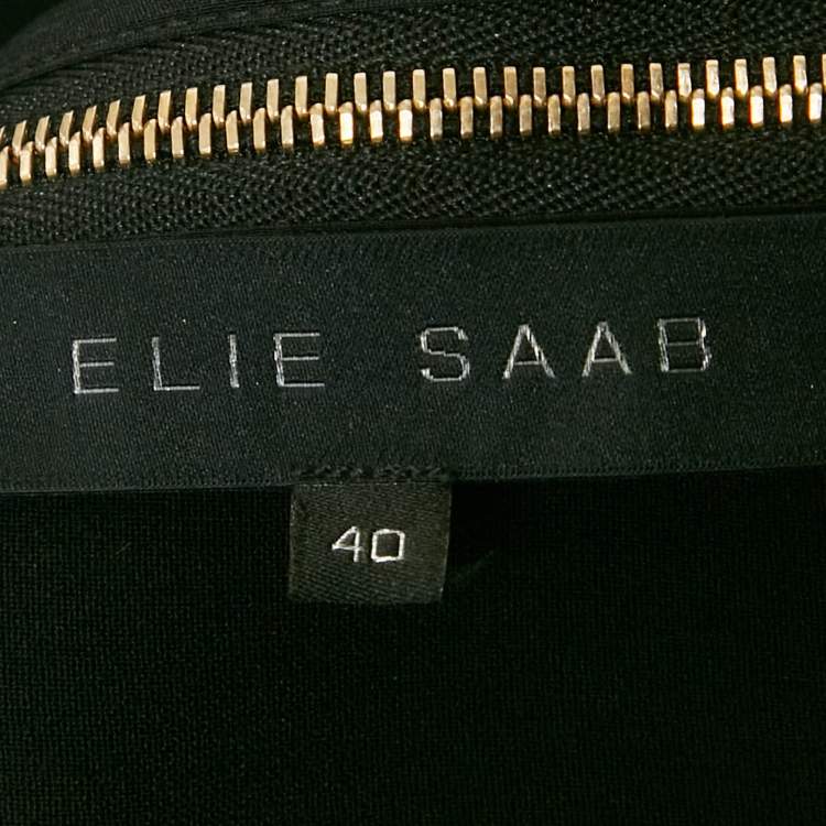 Pre Owned Elie Saab Black Sequin Embroidered Detail Crepe Tunic Blouse S