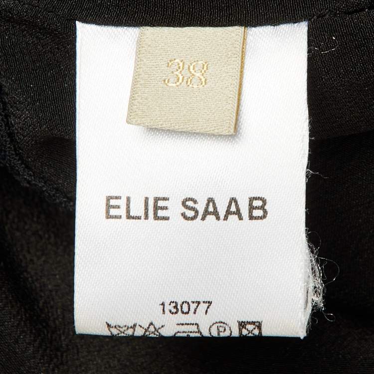 Pre Owned Elie Saab Black Cady Crystal Embellished Maxi Dress S