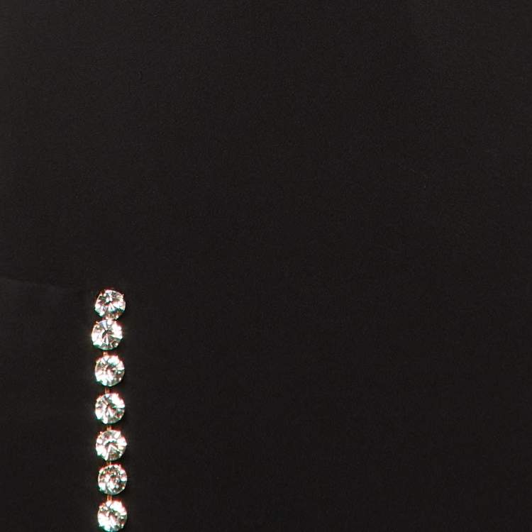 Pre Owned Elie Saab Black Cady Crystal Embellished Maxi Dress S
