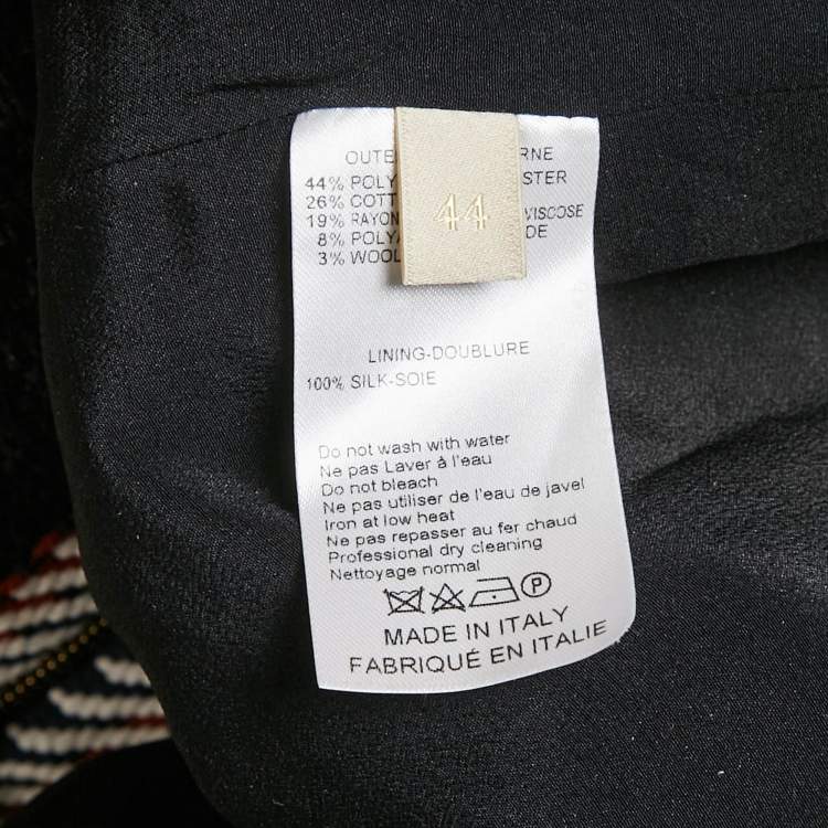 Pre Owned Elie Saab Black Sequin Tweed Embroidered Detail Midi Dress M