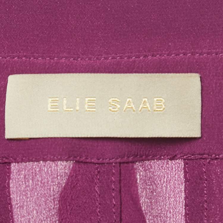 Pre Owned Elie Saab Pink Silk Long Sleeve Shirt M